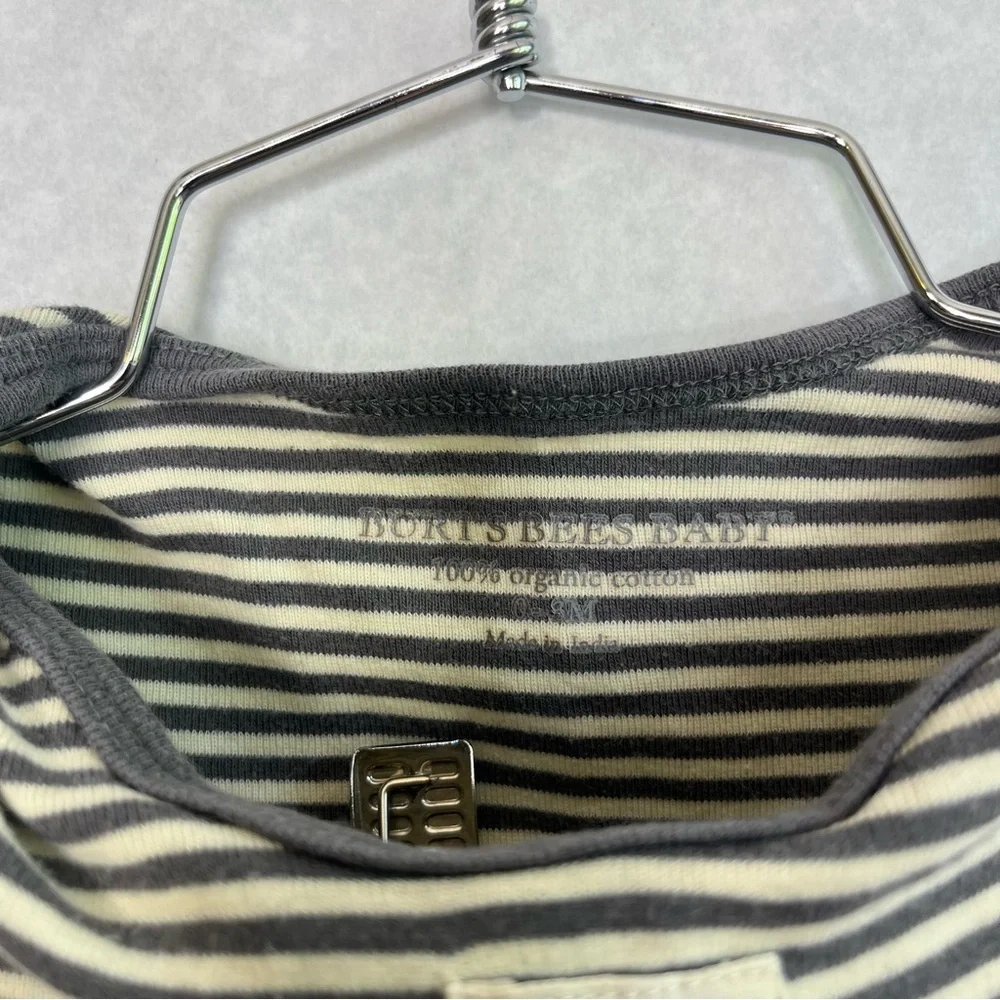 Burt's Bees Baby Black and White Striped Footie - Picture 3 of 5
